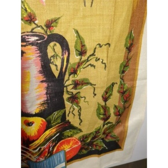 Vtg. Pure Linen Dish Towel 27x16 Kitchen Stlllife Multicolor Czechoslovakia NOS - Picture 7 of 14